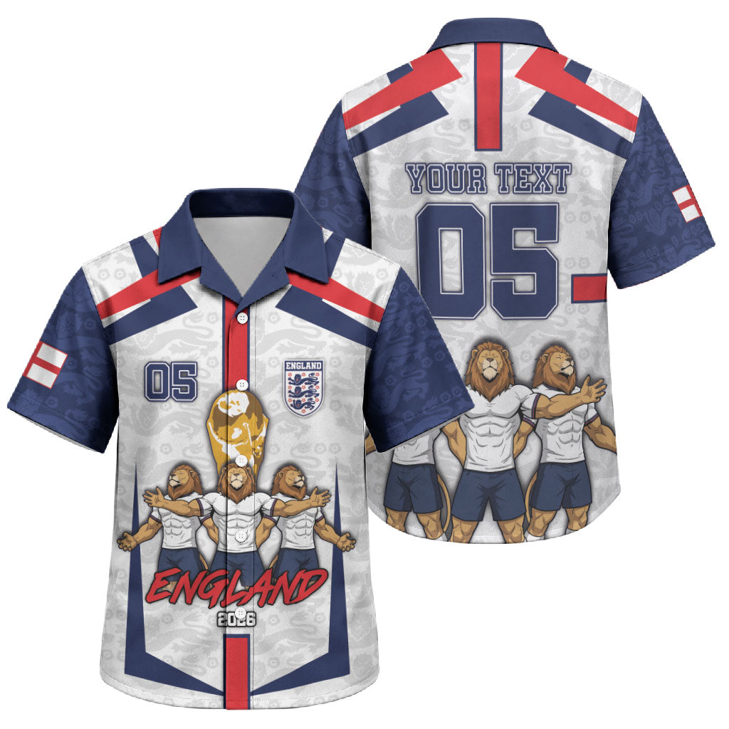 Custom England Football Family Matching Puletasi and Hawaiian Shirt Three Lions Trophy St George Cross DT05 Son's Shirt White - Polynesian Pride