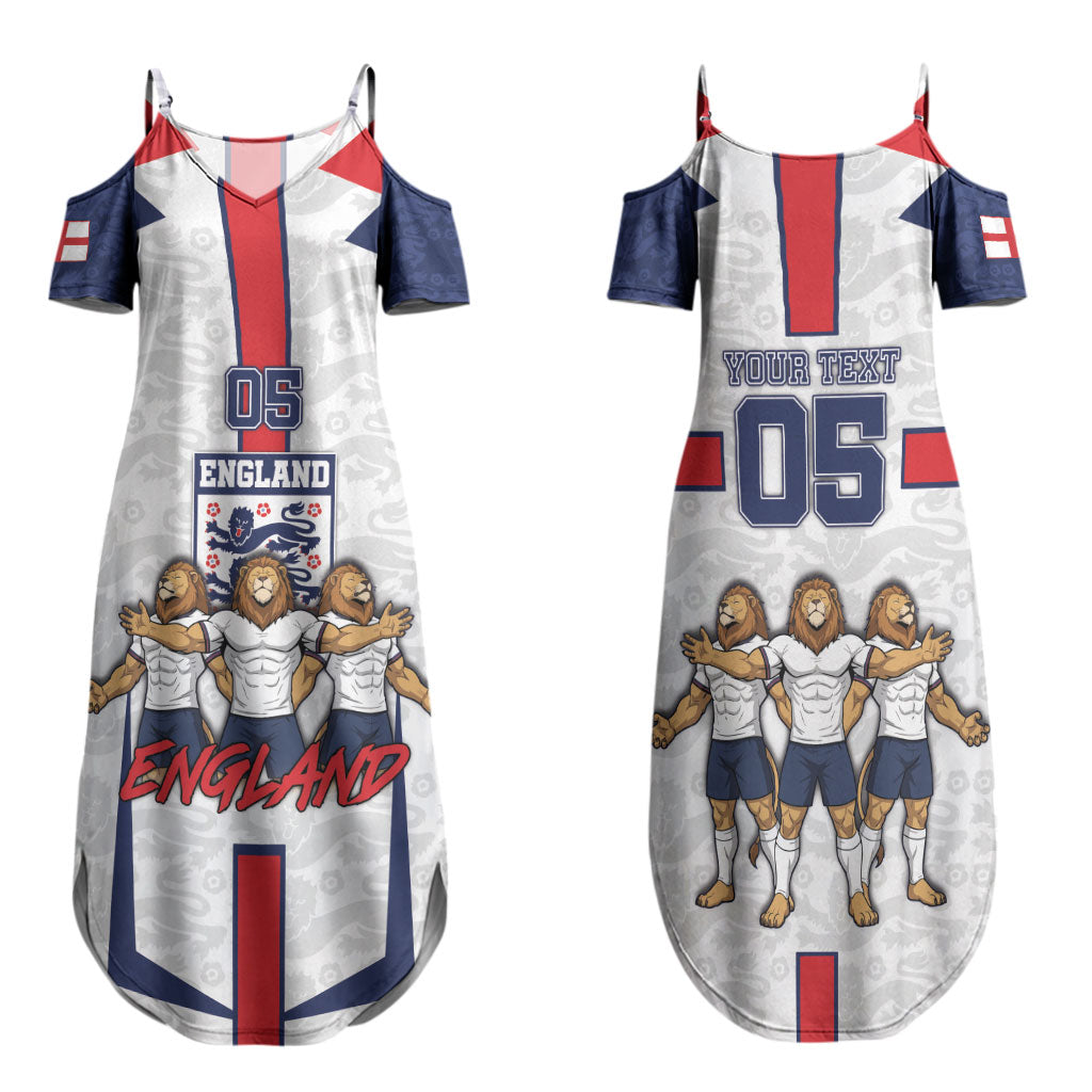 Custom England Football Family Matching Summer Maxi Dress and Hawaiian Shirt Three Lions Trophy St George Cross DT05 Mom's Dress White - Polynesian Pride