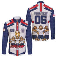 Custom England Football Family Matching Summer Maxi Dress and Hawaiian Shirt Three Lions Trophy St George Cross DT05 Dad's Shirt - Long Sleeve White - Polynesian Pride