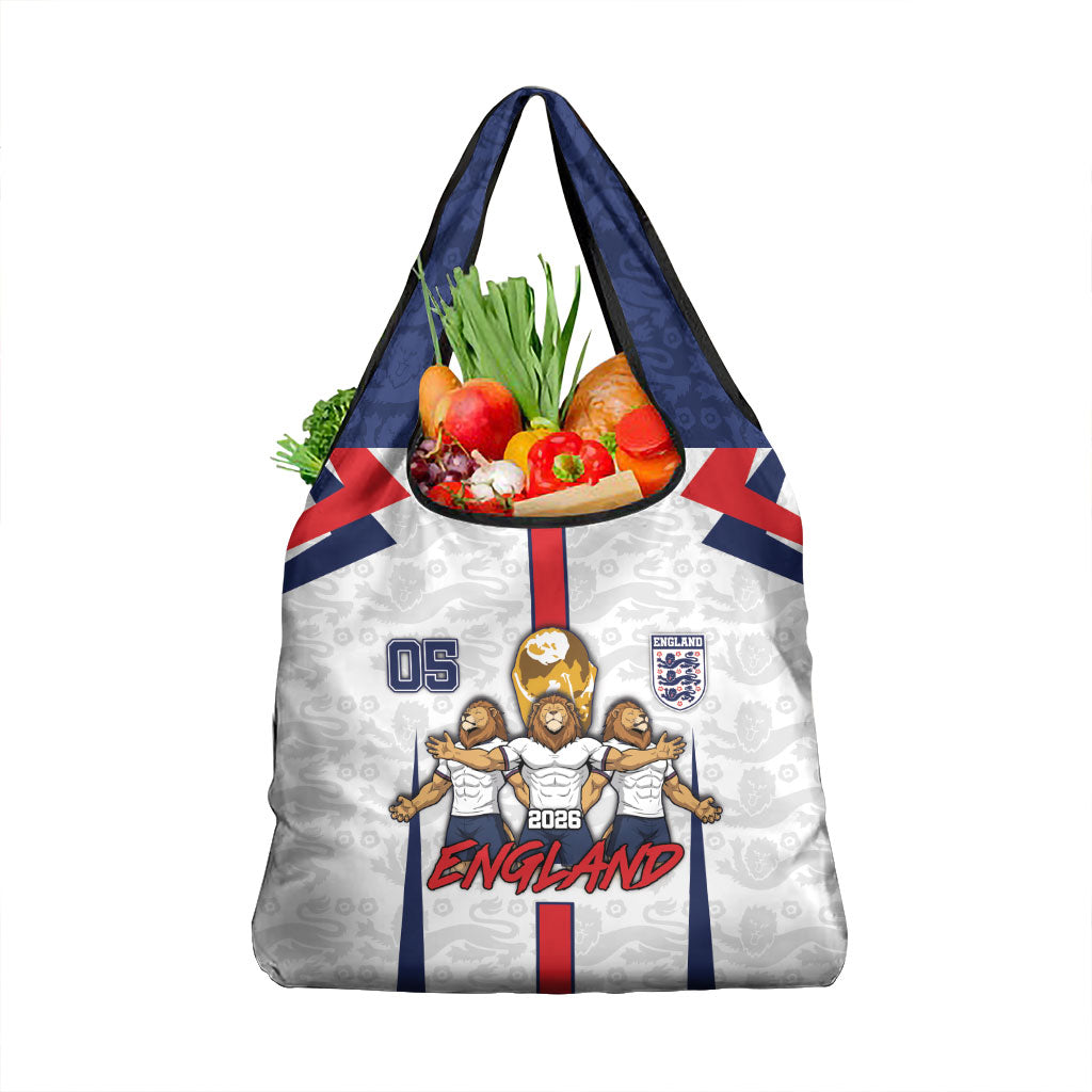 Custom England Football Grocery Bag Three Lions Trophy St George Cross DT05 1-pack One Size White - Polynesian Pride
