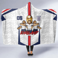 Custom England Football Hooded Blanket Three Lions Trophy St George Cross DT05 One Size White - Polynesian Pride