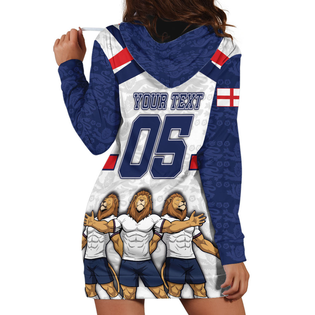 Custom England Football Hoodie Dress Three Lions Trophy St George Cross DT05 - Polynesian Pride