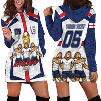 Custom England Football Hoodie Dress Three Lions Trophy St George Cross DT05 - Polynesian Pride