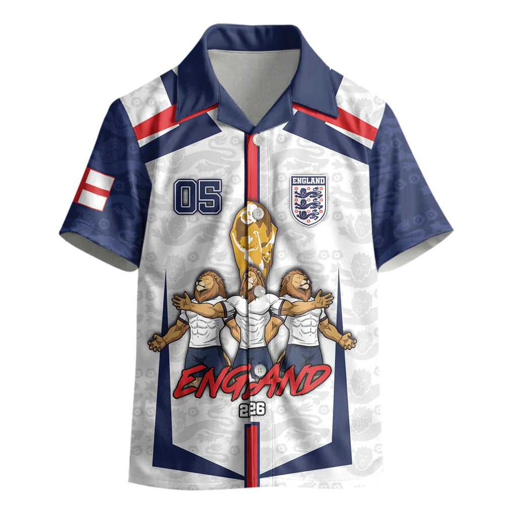 Custom England Football Kid Hawaiian Shirt Three Lions Trophy St George Cross DT05 - Polynesian Pride