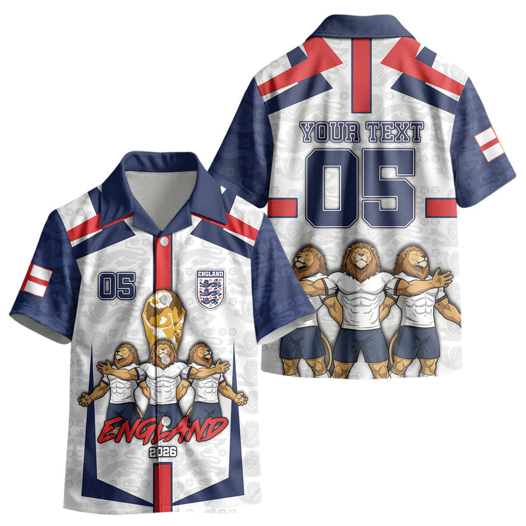 Custom England Football Kid Hawaiian Shirt Three Lions Trophy St George Cross DT05 - Polynesian Pride