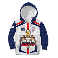 Custom England Football Kid Hoodie Three Lions Trophy St George Cross DT05 Hoodie White - Polynesian Pride