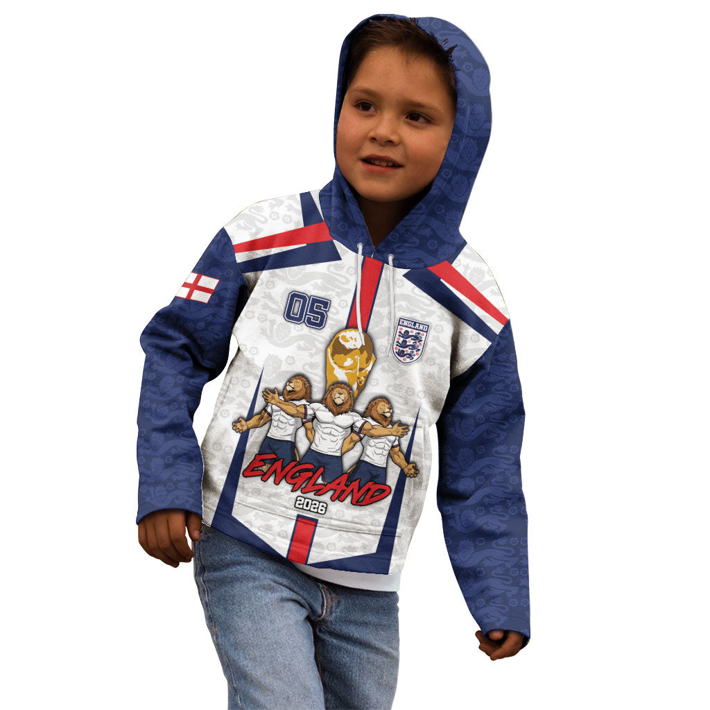 Custom England Football Kid Hoodie Three Lions Trophy St George Cross DT05 - Polynesian Pride