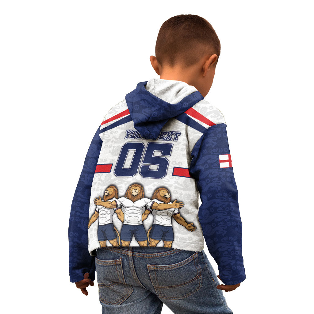 Custom England Football Kid Hoodie Three Lions Trophy St George Cross DT05 - Polynesian Pride