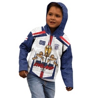 Custom England Football Kid Hoodie Three Lions Trophy St George Cross DT05 - Polynesian Pride