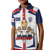Custom England Football Kid Polo Shirt Three Lions Trophy St George Cross DT05 Kid White - Polynesian Pride