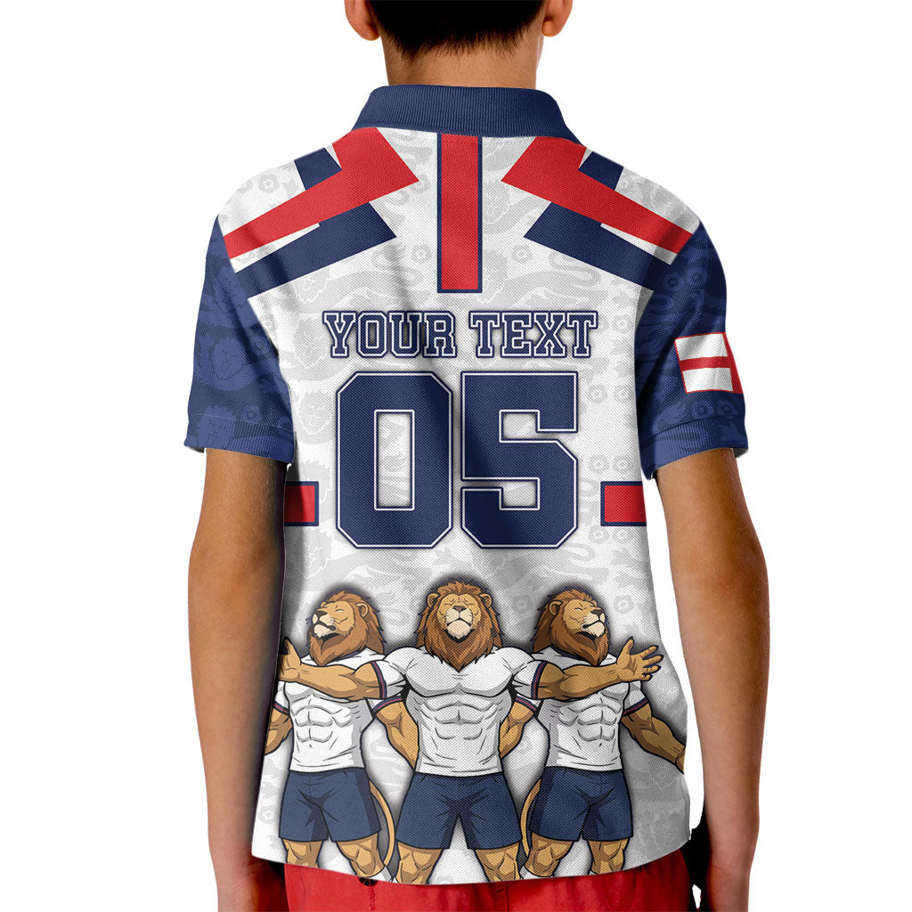 Custom England Football Kid Polo Shirt Three Lions Trophy St George Cross DT05 - Polynesian Pride