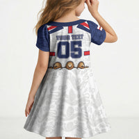 Custom England Football Kid Short Sleeve Dress Three Lions Trophy St George Cross DT05 - Polynesian Pride