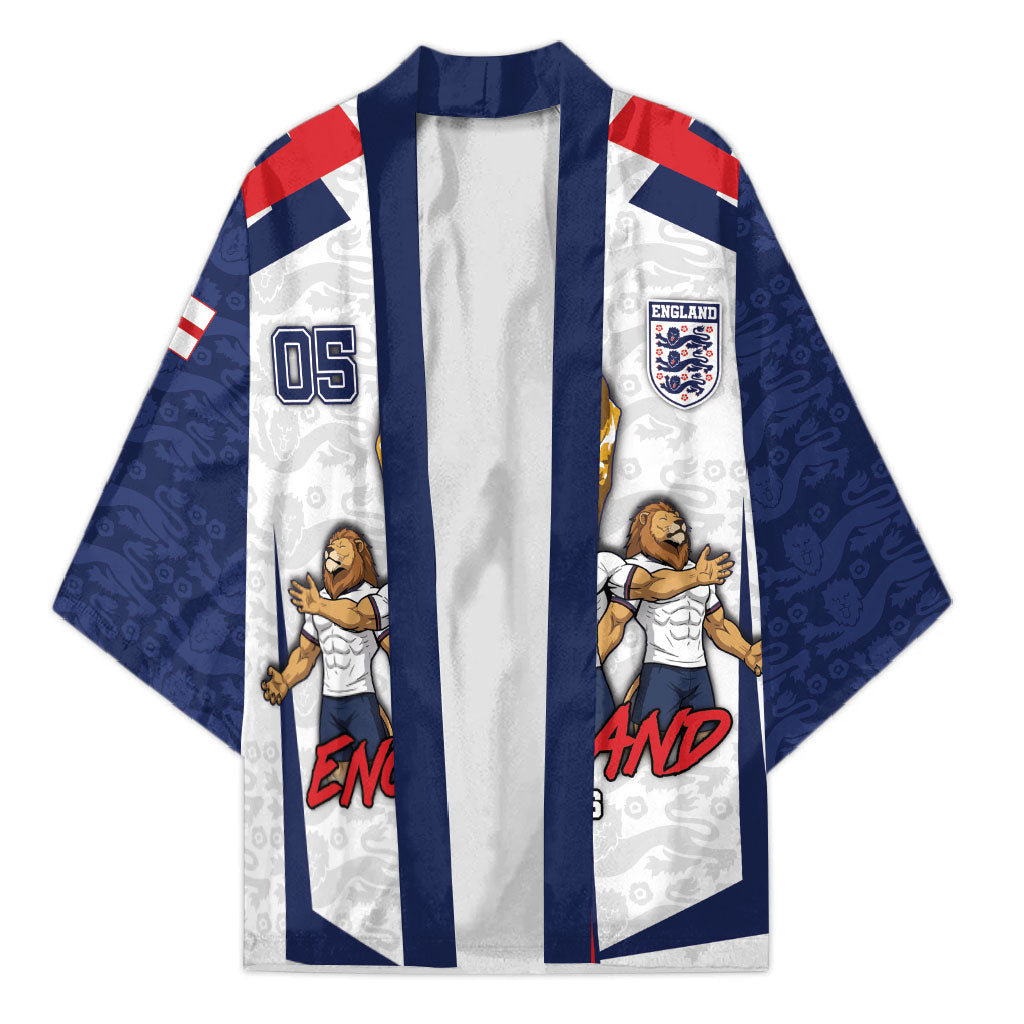 Custom England Football Kimono Three Lions Trophy St George Cross DT05 Unisex White - Polynesian Pride