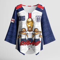 Custom England Football Kimono Sleeve Blouse Three Lions Trophy St George Cross DT05 Female White - Polynesian Pride