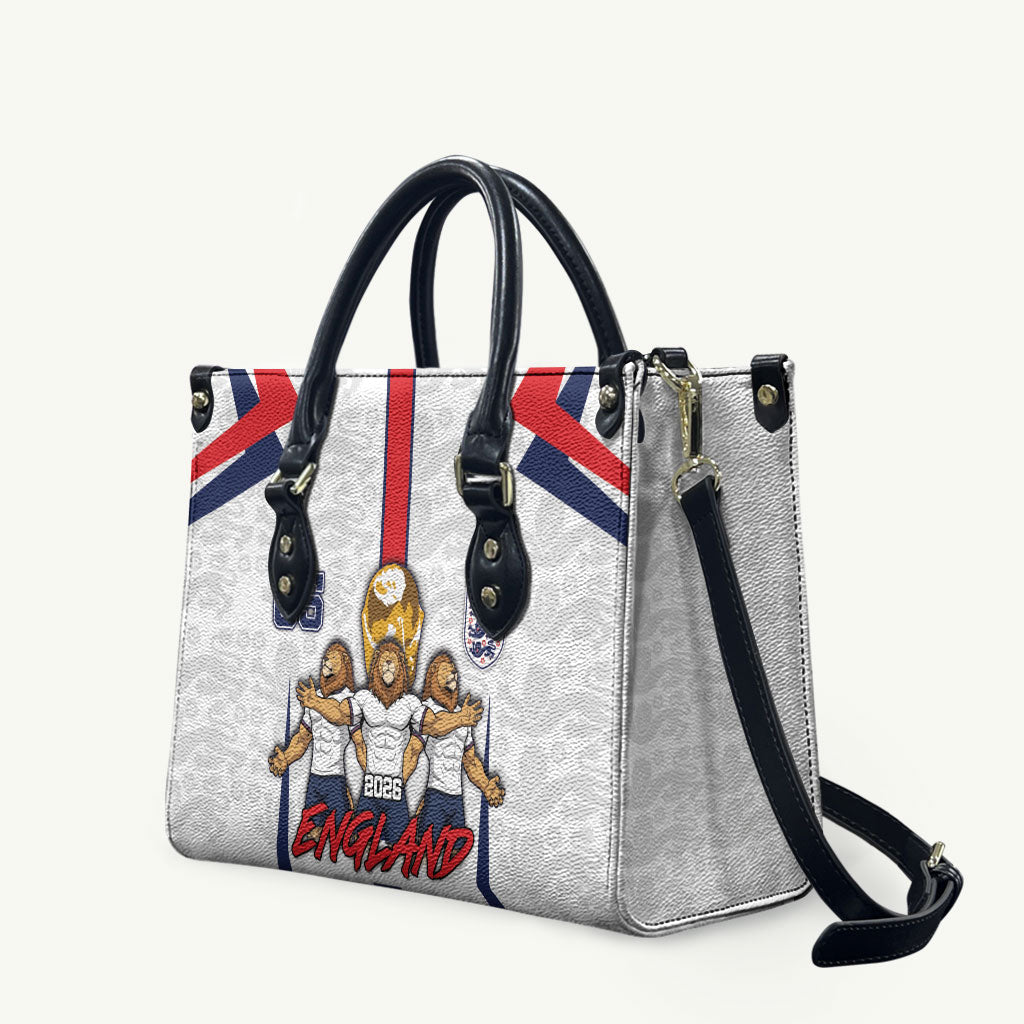 Custom England Football Leather Bag Three Lions Trophy St George Cross DT05 White - Polynesian Pride