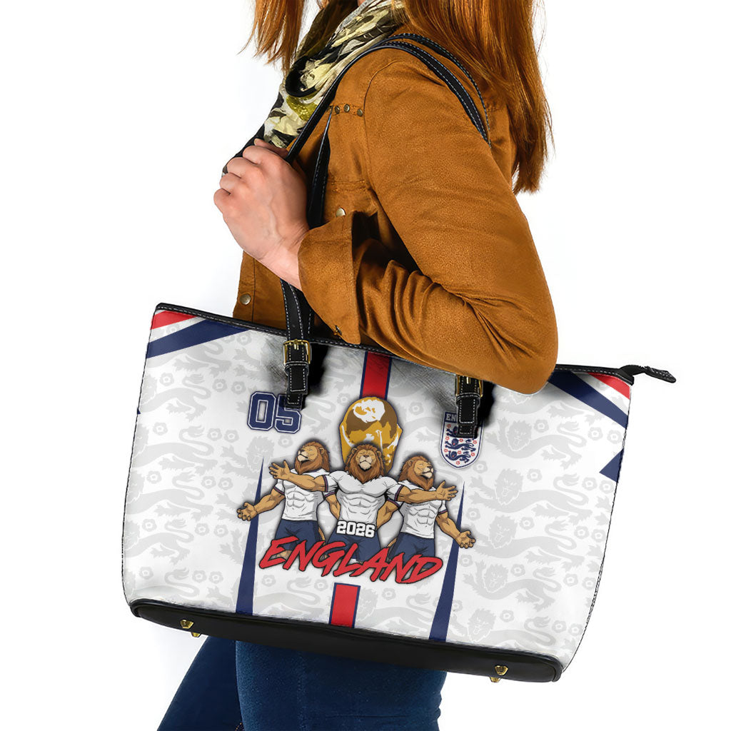 Custom England Football Leather Tote Bag Three Lions Trophy St George Cross