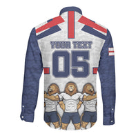 Custom England Football Long Sleeve Button Shirt Three Lions Trophy St George Cross DT05 - Polynesian Pride