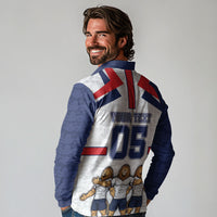 Custom England Football Long Sleeve Polo Shirt Three Lions Trophy St George Cross DT05 - Polynesian Pride