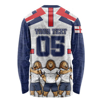 Custom England Football Long Sleeve Shirt Three Lions Trophy St George Cross DT05 - Polynesian Pride