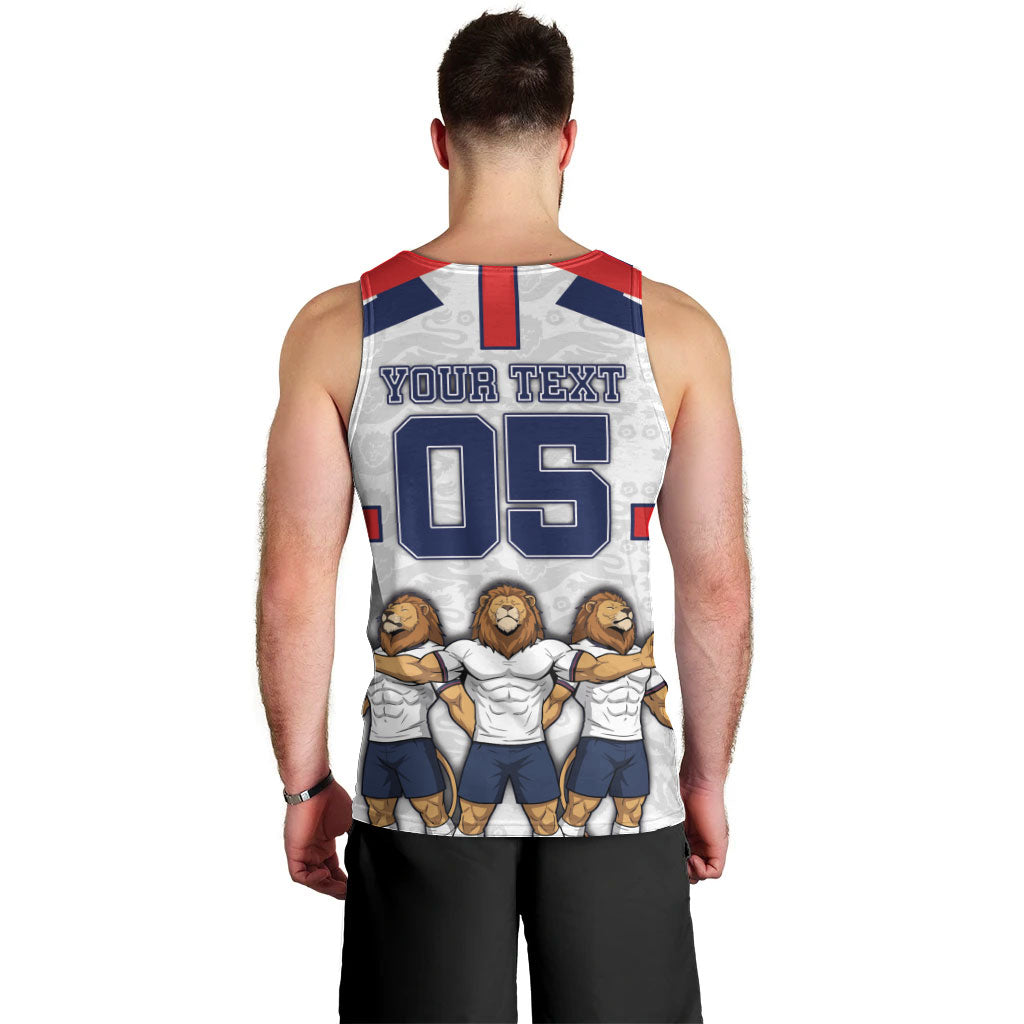 Custom England Football Men Tank Top Three Lions Trophy St George Cross DT05 - Polynesian Pride