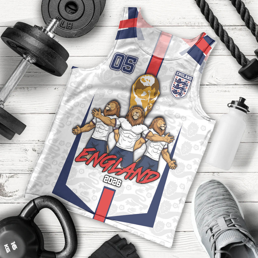 Custom England Football Men Tank Top Three Lions Trophy St George Cross DT05 - Polynesian Pride
