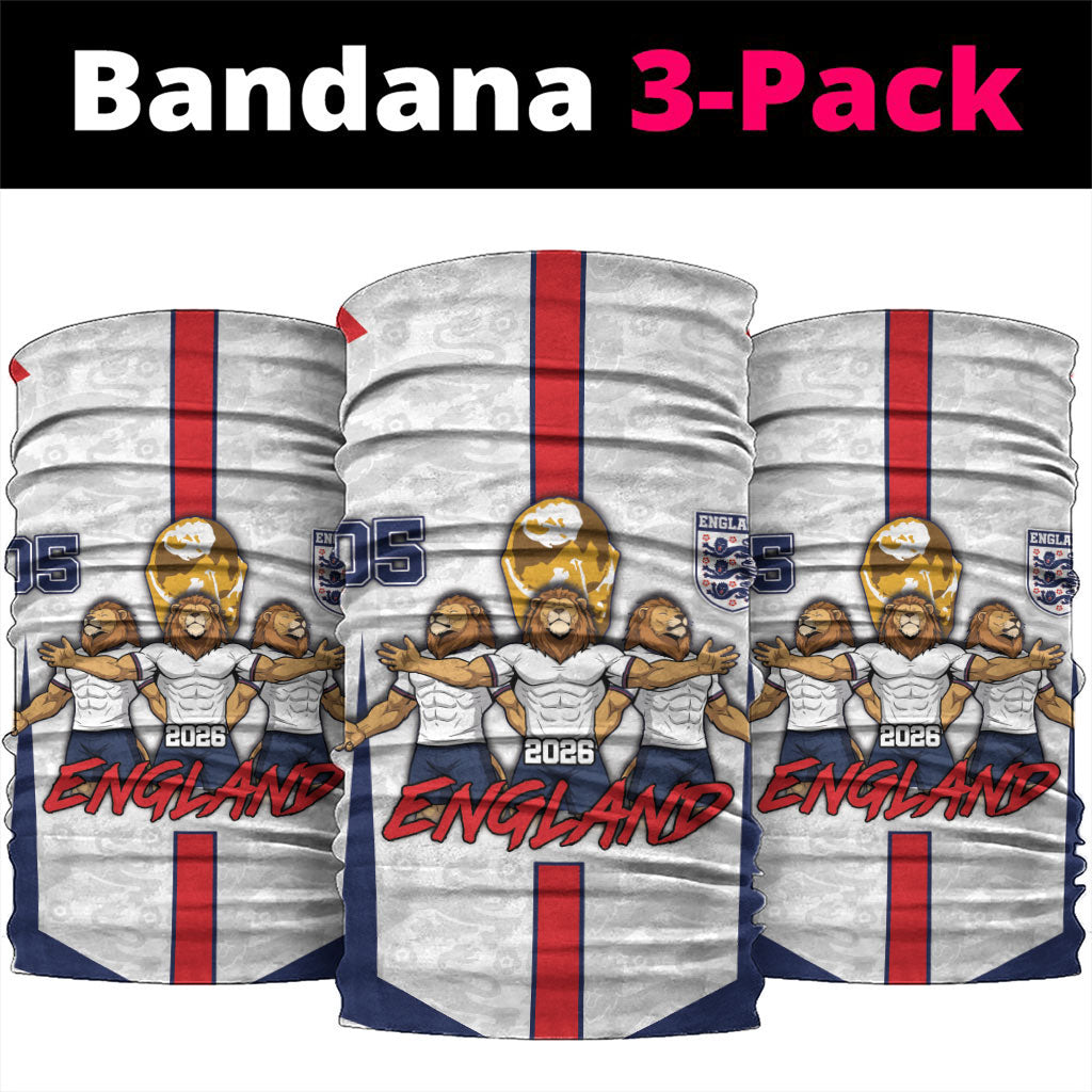 Custom England Football Neck Gaiter Three Lions Trophy St George Cross DT05 package One Size: 25*50cm White - Polynesian Pride