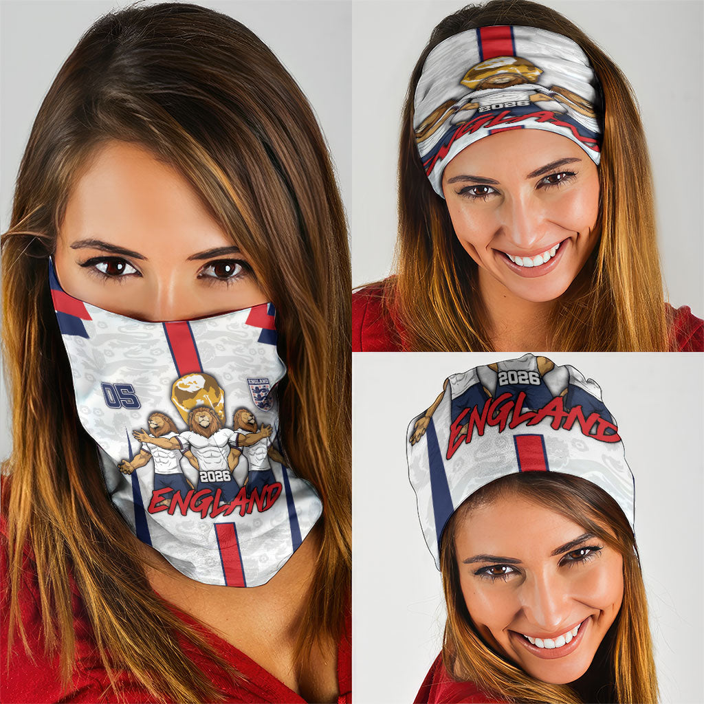 Custom England Football Neck Gaiter Three Lions Trophy St George Cross DT05 - Polynesian Pride