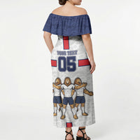 Custom England Football Off Shoulder Maxi Dress Three Lions Trophy St George Cross DT05 - Polynesian Pride