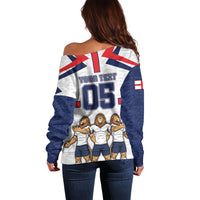 Custom England Football Off Shoulder Sweater Three Lions Trophy St George Cross DT05 - Polynesian Pride