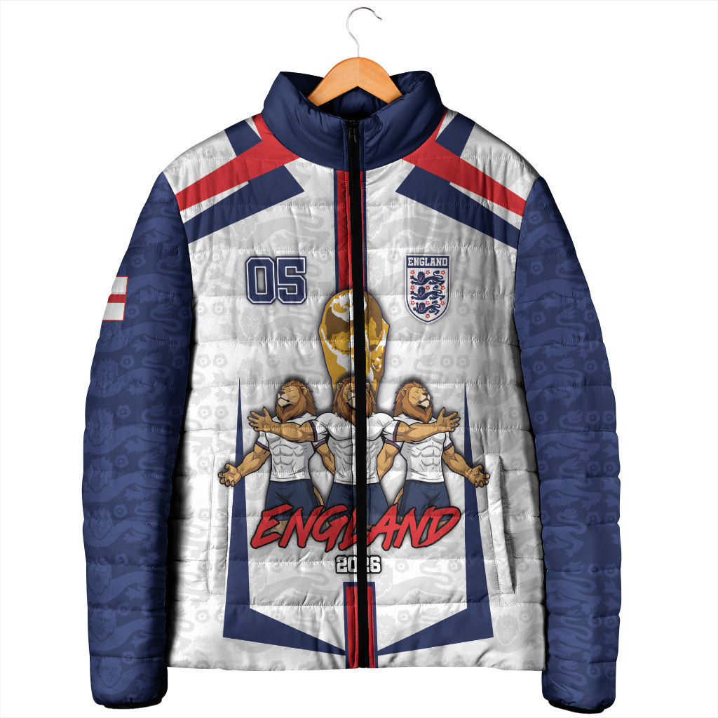 Custom England Football Padded Jacket Three Lions Trophy St George Cross DT05 - Polynesian Pride