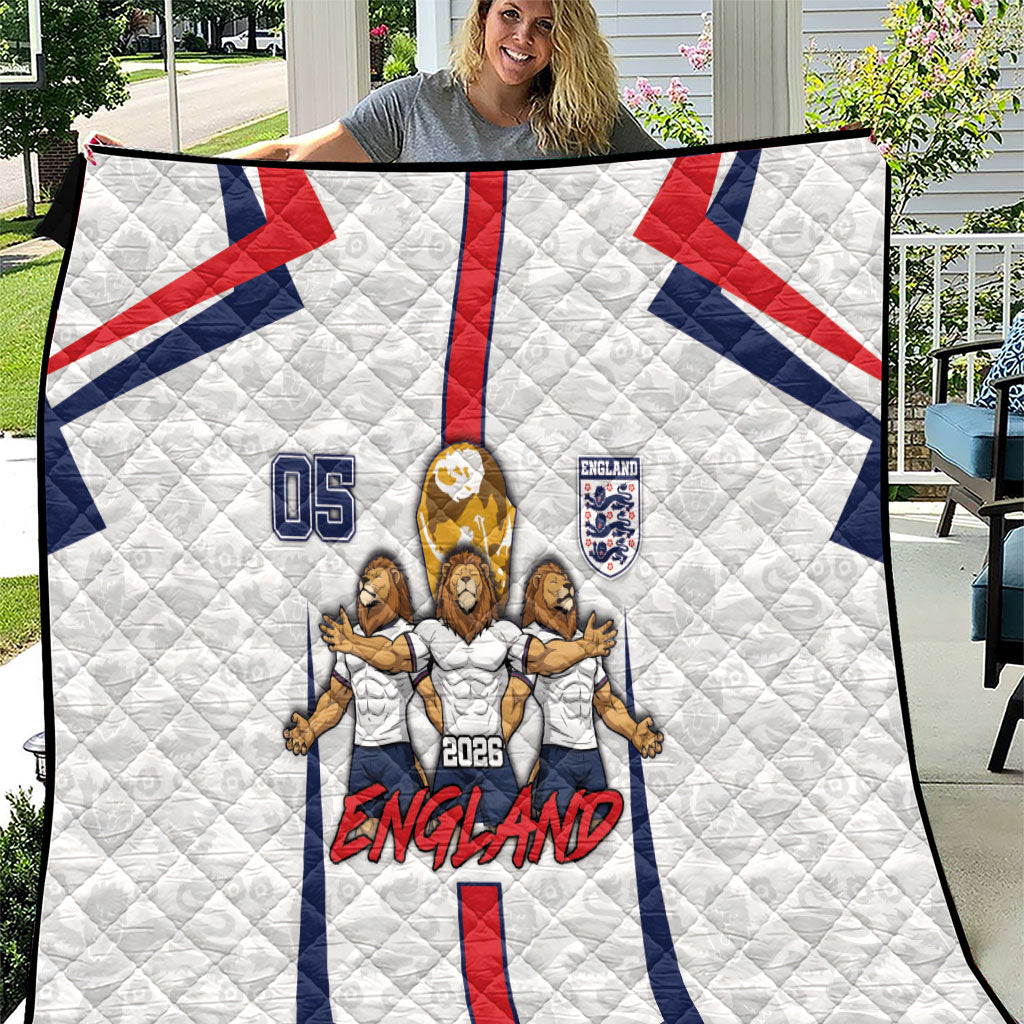 Custom England Football Quilt Three Lions Trophy St George Cross DT05 White - Polynesian Pride