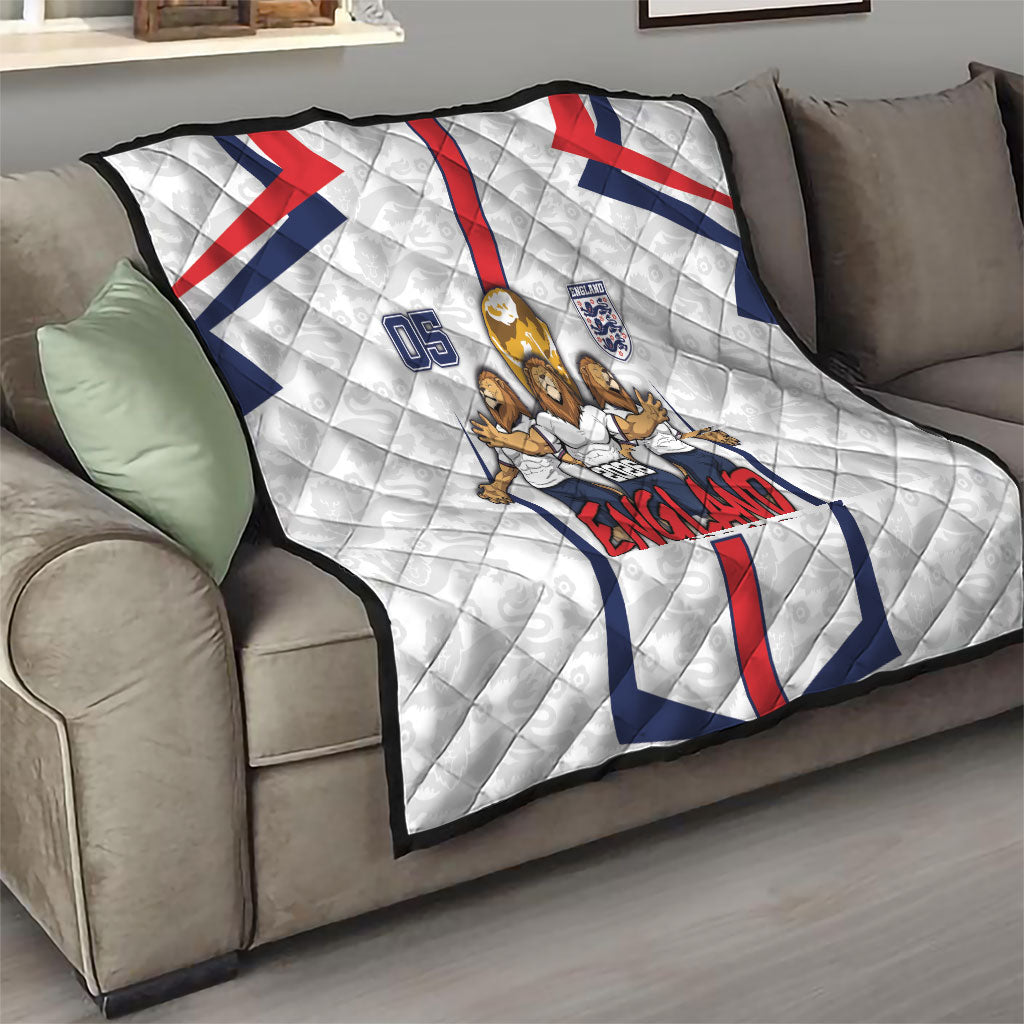 Custom England Football Quilt Three Lions Trophy St George Cross DT05 - Polynesian Pride