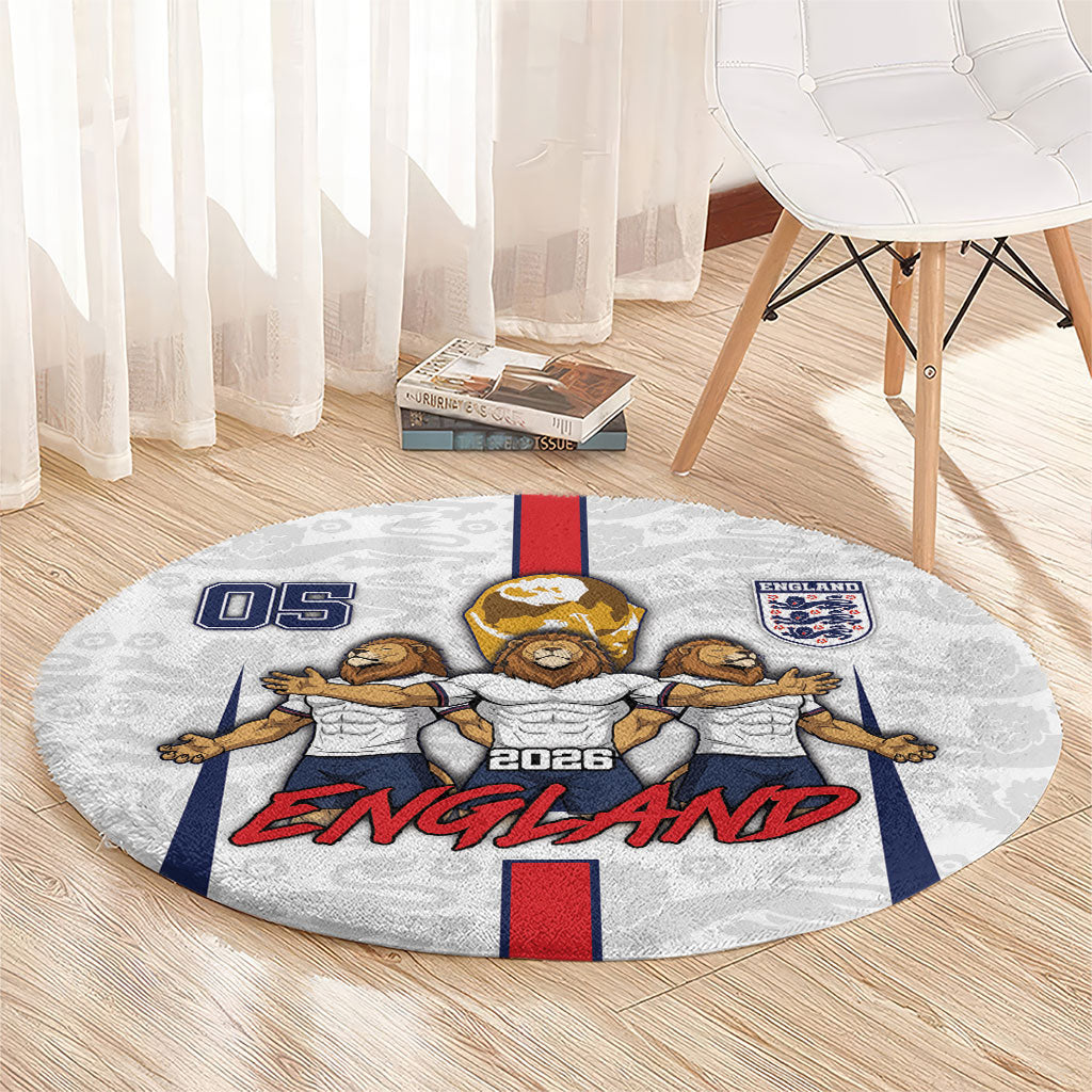 Custom England Football Round Carpet Three Lions Trophy St George Cross DT05 - Polynesian Pride