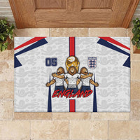 Custom England Football Rubber Doormat Three Lions Trophy St George Cross DT05 White - Polynesian Pride