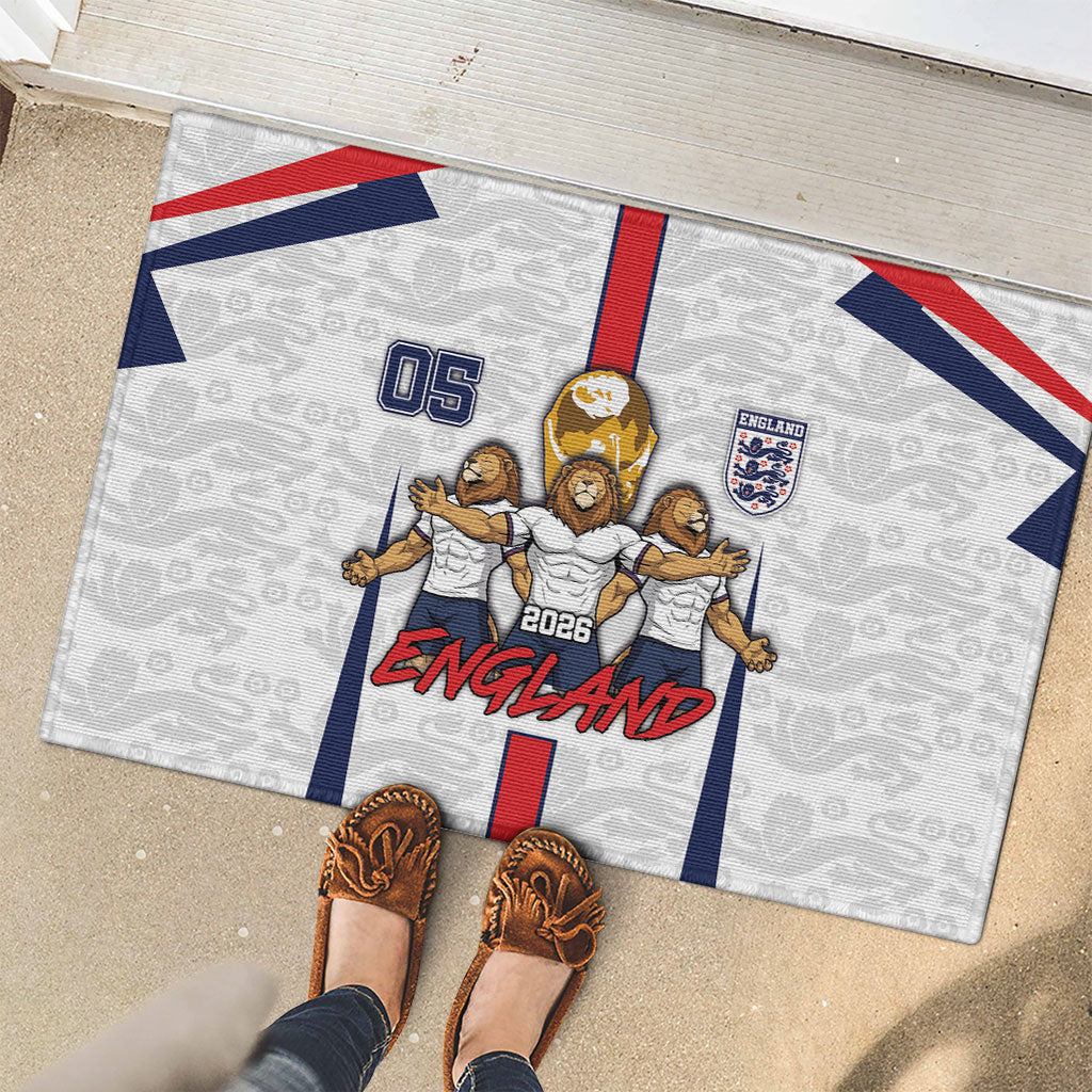 Custom England Football Rubber Doormat Three Lions Trophy St George Cross DT05 - Polynesian Pride