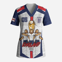 Custom England Football Scrub Top Three Lions Trophy St George Cross DT05 Adult White - Polynesian Pride