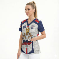Custom England Football Scrub Top Three Lions Trophy St George Cross DT05 - Polynesian Pride
