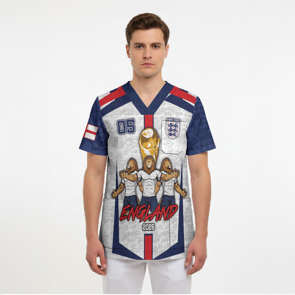 Custom England Football Scrub Top Three Lions Trophy St George Cross DT05 - Polynesian Pride