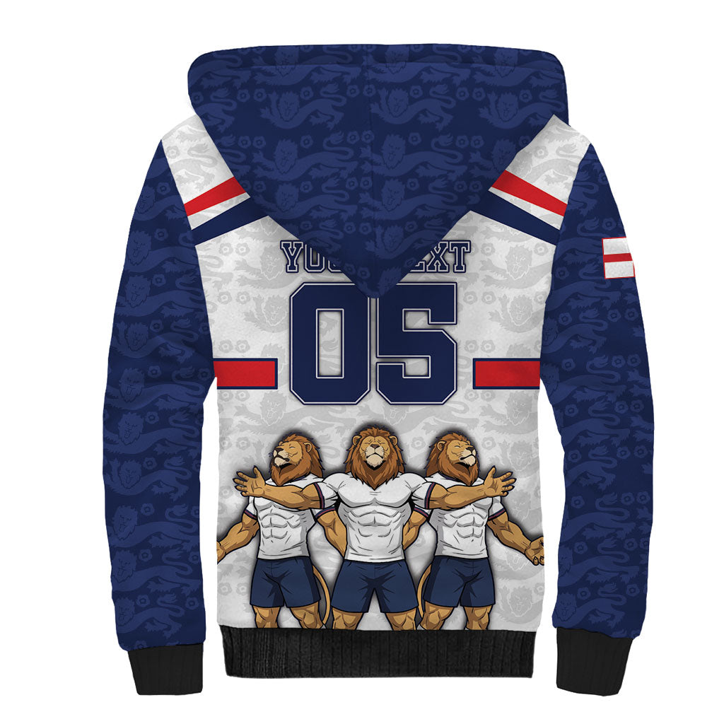 Custom England Football Sherpa Hoodie Three Lions Trophy St George Cross DT05 - Polynesian Pride