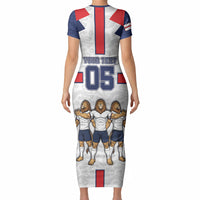 Custom England Football Short Sleeve Bodycon Dress Three Lions Trophy St George Cross DT05 - Polynesian Pride