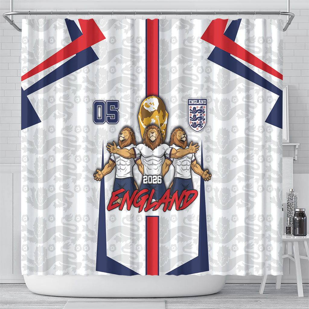 Custom England Football Shower Curtain Three Lions Trophy St George Cross DT05 - Polynesian Pride