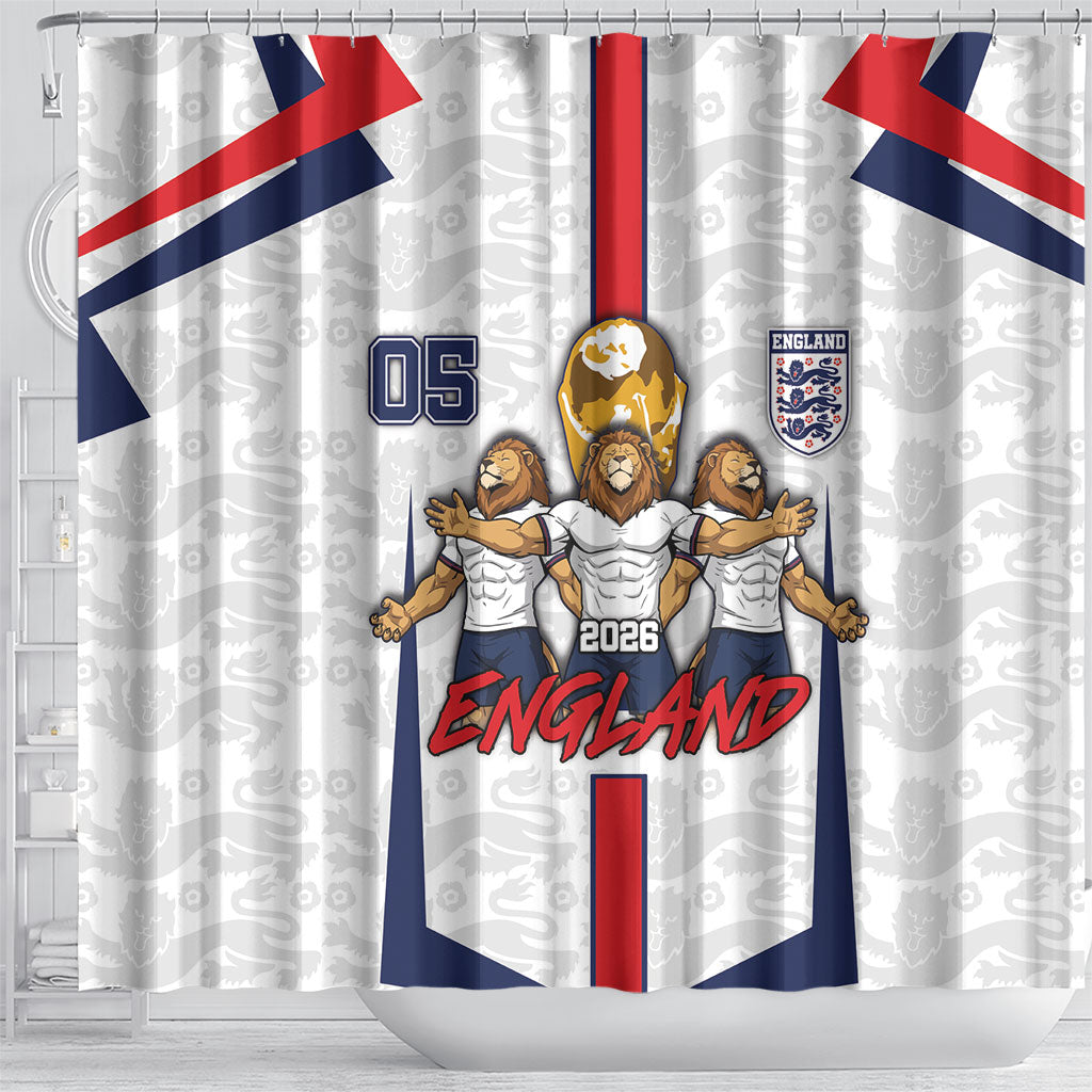 Custom England Football Shower Curtain Three Lions Trophy St George Cross DT05 - Polynesian Pride