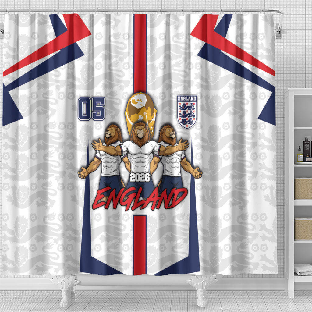 Custom England Football Shower Curtain Three Lions Trophy St George Cross DT05 - Polynesian Pride