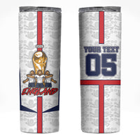 Custom England Football Skinny Tumbler Three Lions Trophy St George Cross DT05 White - Polynesian Pride