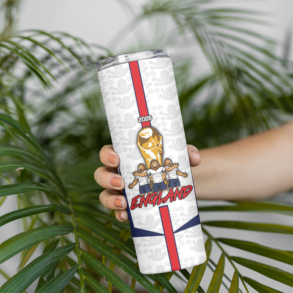 Custom England Football Skinny Tumbler Three Lions Trophy St George Cross DT05 - Polynesian Pride