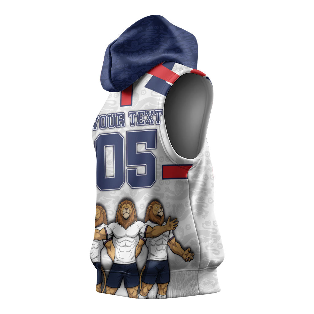 Custom England Football Sleeveless Hoodie Three Lions Trophy St George Cross DT05 - Polynesian Pride