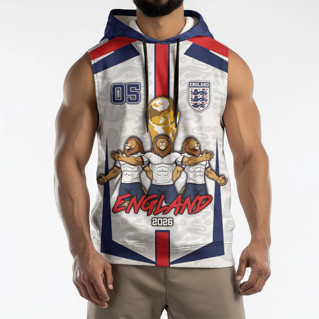 Custom England Football Sleeveless Hoodie Three Lions Trophy St George Cross DT05 - Polynesian Pride
