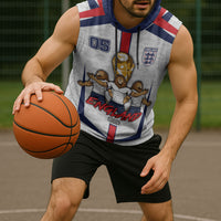 Custom England Football Sleeveless Hoodie Three Lions Trophy St George Cross DT05 - Polynesian Pride