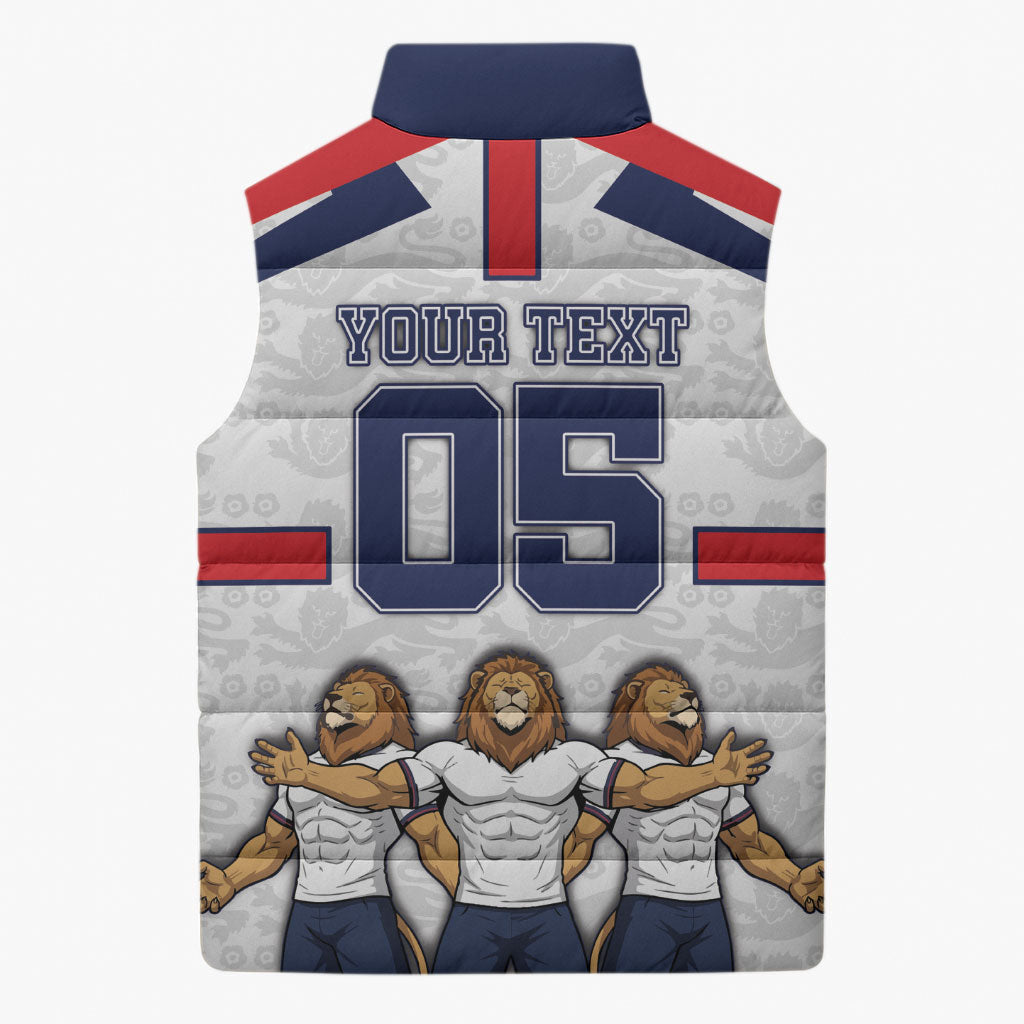 Custom England Football Sleeveless Puffer Jacket Three Lions Trophy St George Cross DT05 - Polynesian Pride