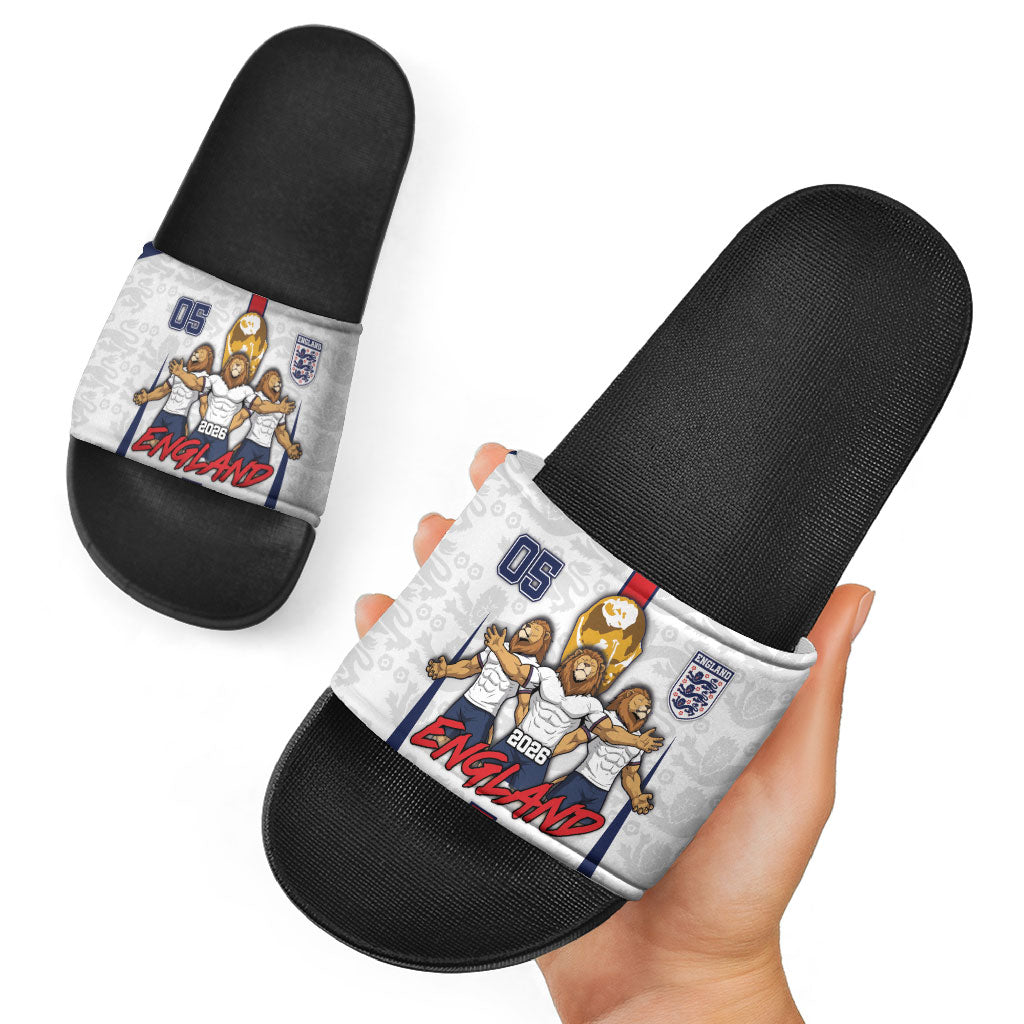 Custom England Football Slide Sandals Three Lions Trophy St George Cross DT05 - Polynesian Pride